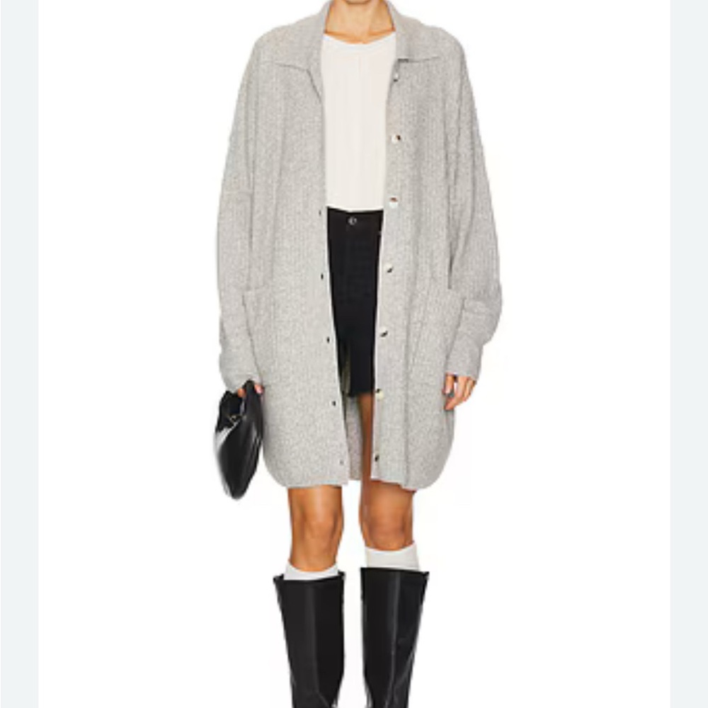 Free People Light Gray Cardigan Sweater